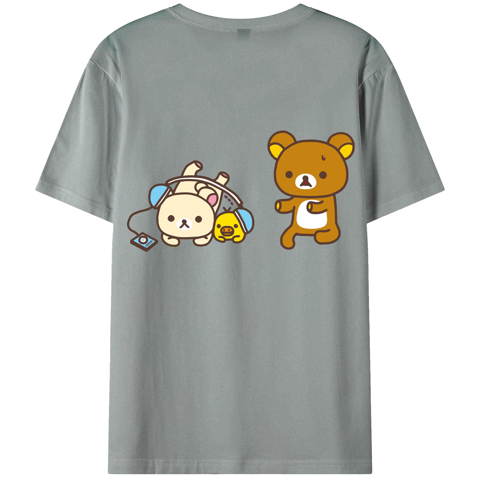 （画像用） リラックマ リラックマ キイロイトリ Rilakkuma Korilakkuma Kiiroitori 綿100％ メンズ半袖Tシャツ（バックプリント） 通気性